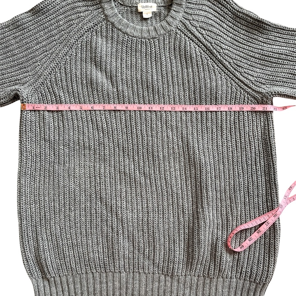 Upwest Men’s Grey Sweater L warm gray knit classy organic cotton - Picture 6 of 9
